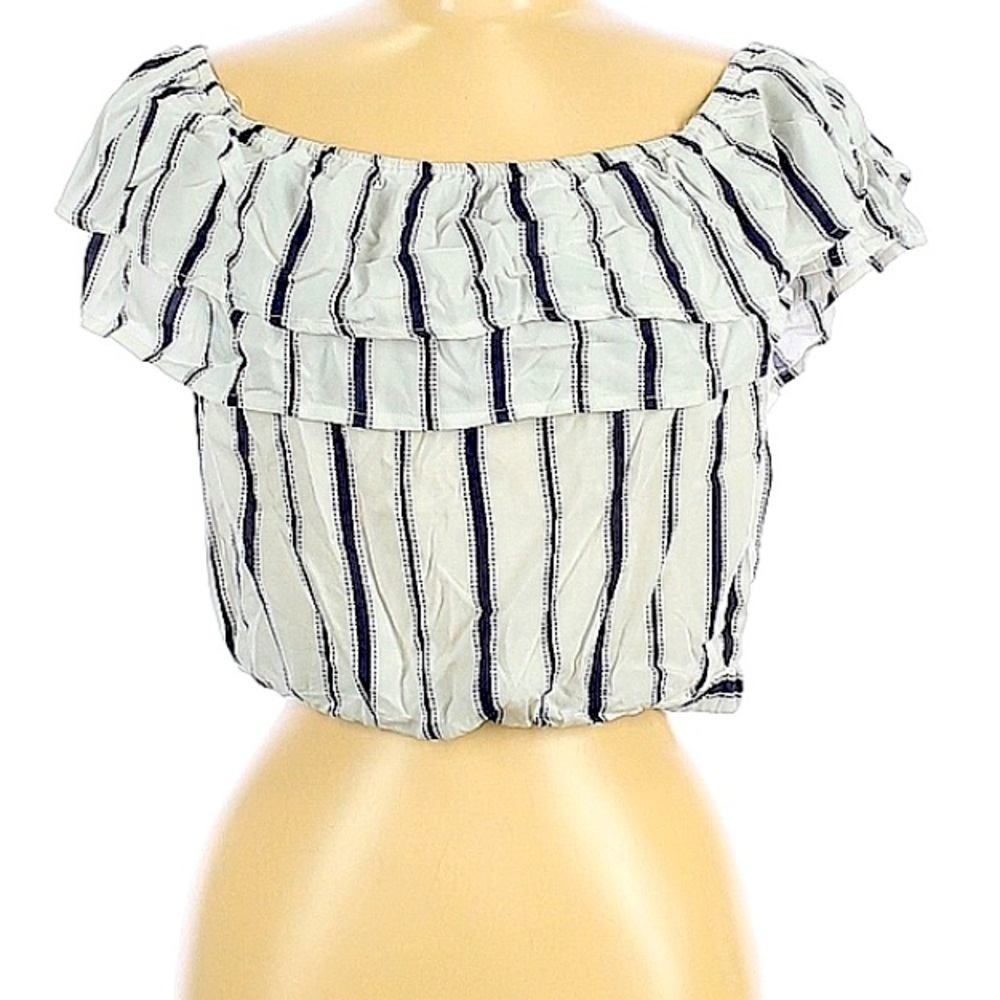 E M Crop top off the shoulder striped top Medium Sleeveless Top